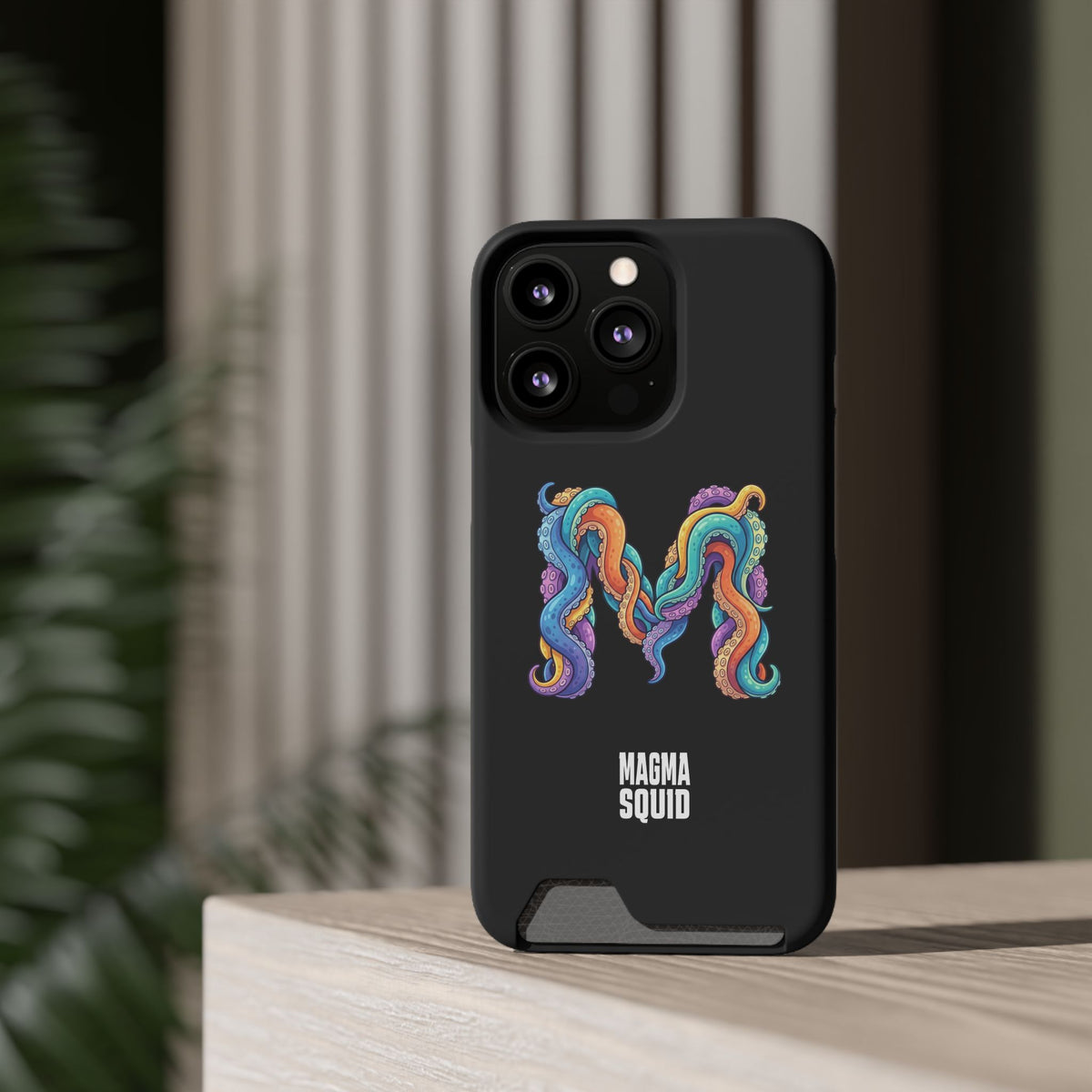 Magma Squid Card-Holder Phone Case — Colourful Squid Tentacle Design