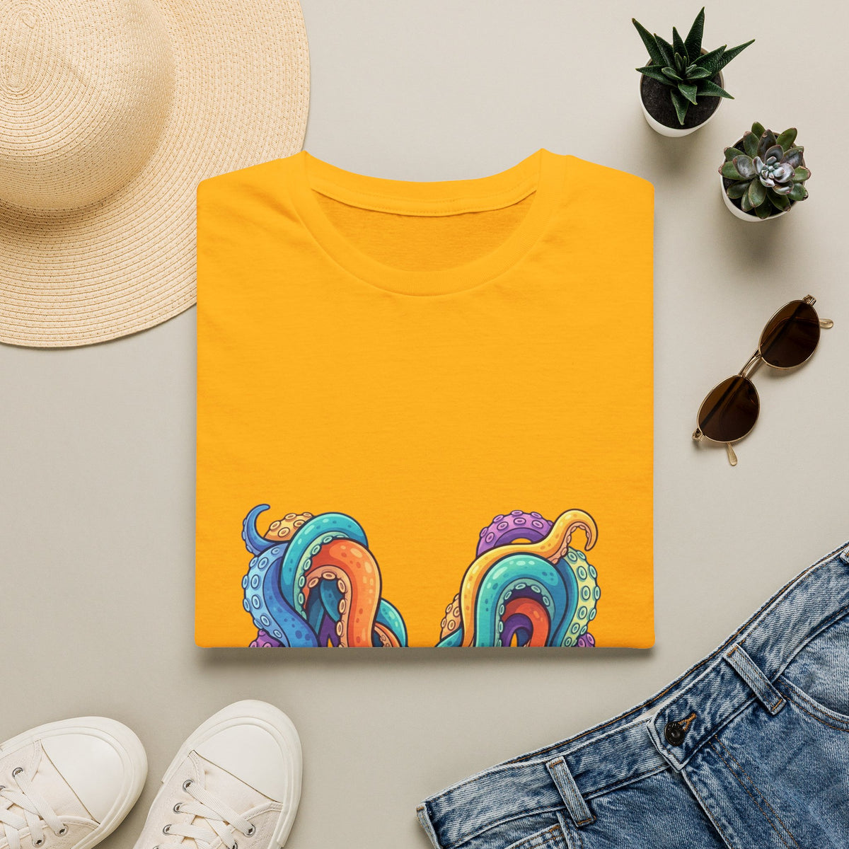 Squid Tentacles Graphic T-Shirt — Colourful Marine Illustration Tee