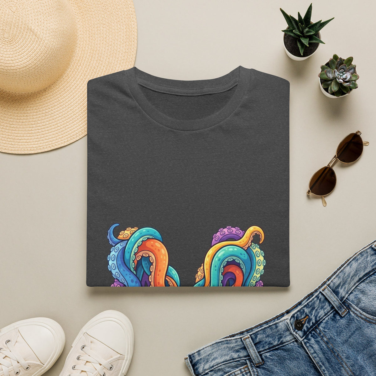 Squid Tentacles Graphic T-Shirt — Colourful Marine Illustration Tee