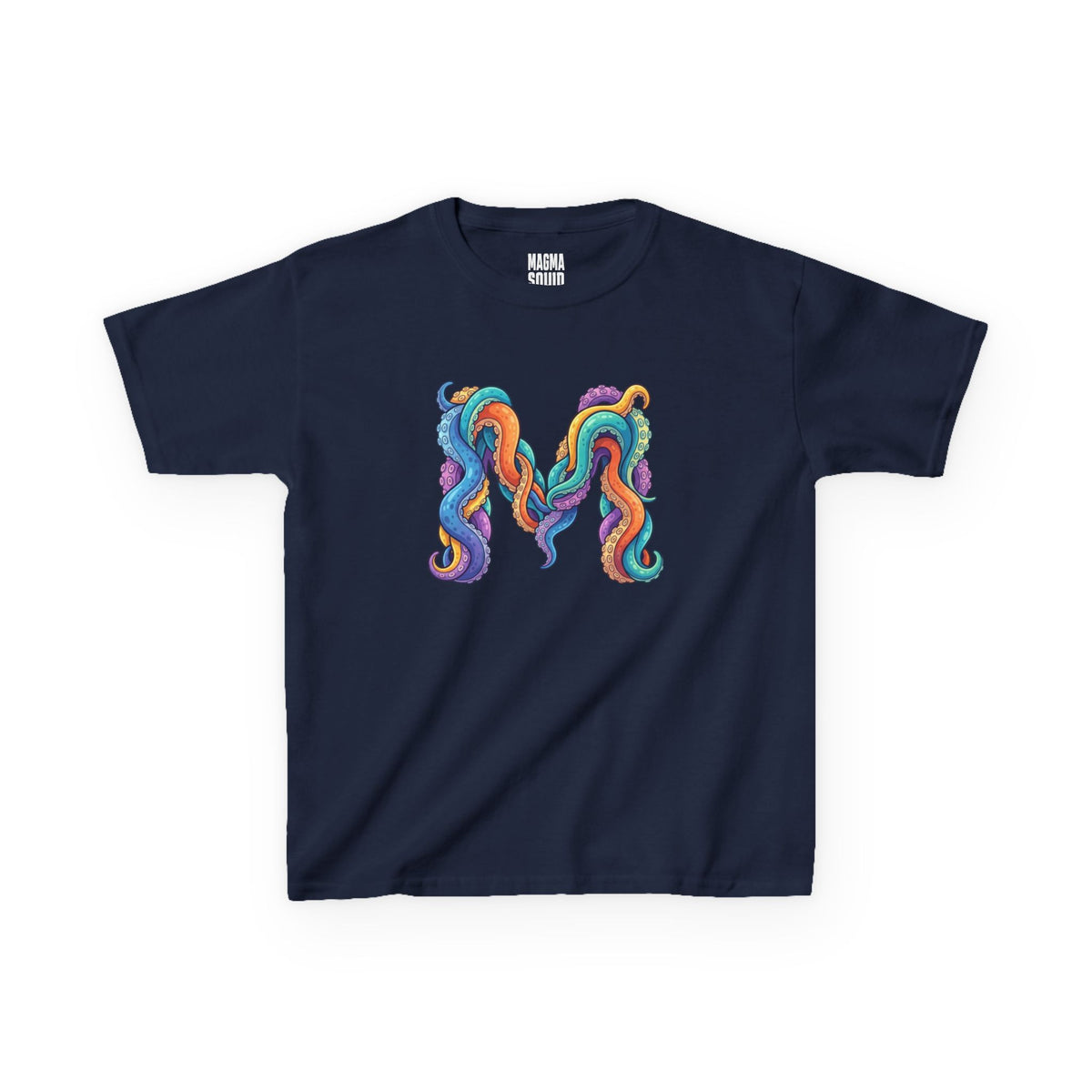 Kids 'M' Colourful Squid Tentacle Tee — Magma Squid Logo Kids T‑Shirt