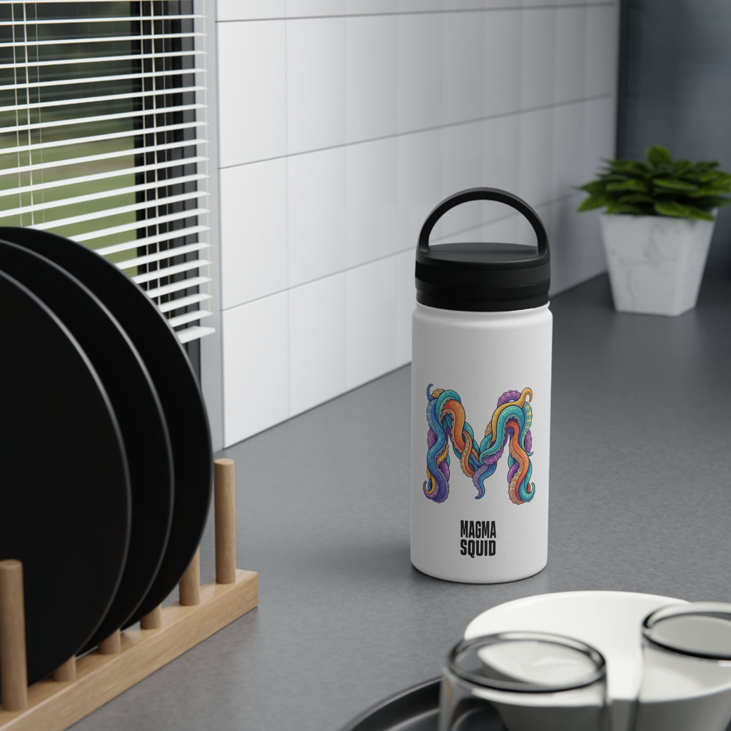 Magma Squid Stainless Steel Water Bottle — Colourful Tentacle M Logo, Handle Lid