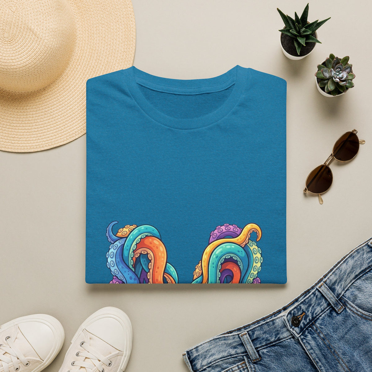 Squid Tentacles Graphic T-Shirt — Colourful Marine Illustration Tee
