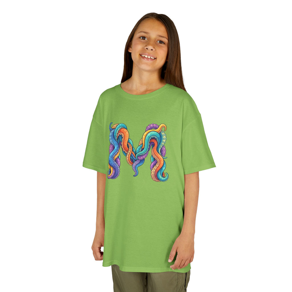 Kids 'M' Colourful Squid Tentacle Tee — Magma Squid Logo Kids T‑Shirt