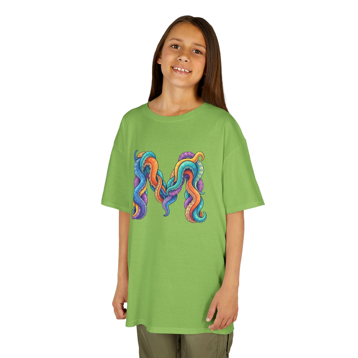 Kids 'M' Colourful Squid Tentacle Tee — Magma Squid Logo Kids T‑Shirt