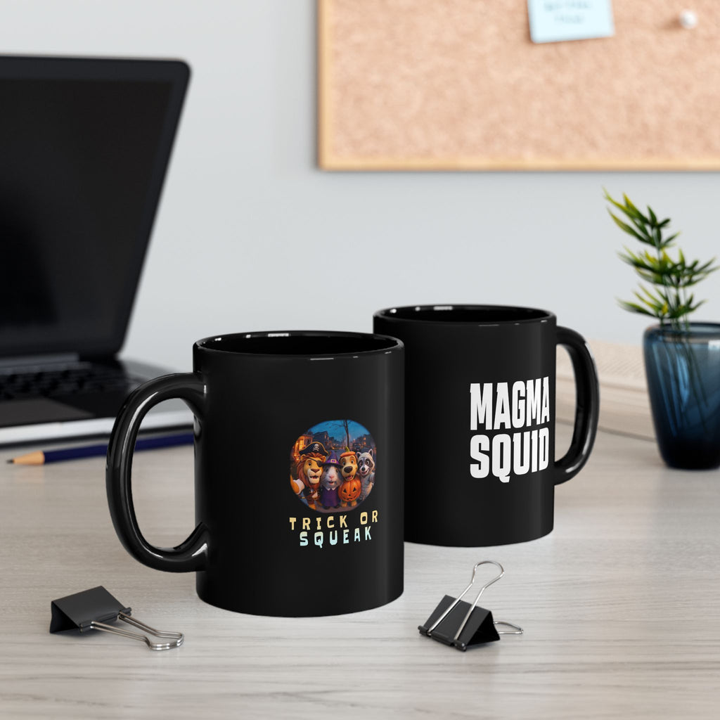 Trick or Squeak Black Mug