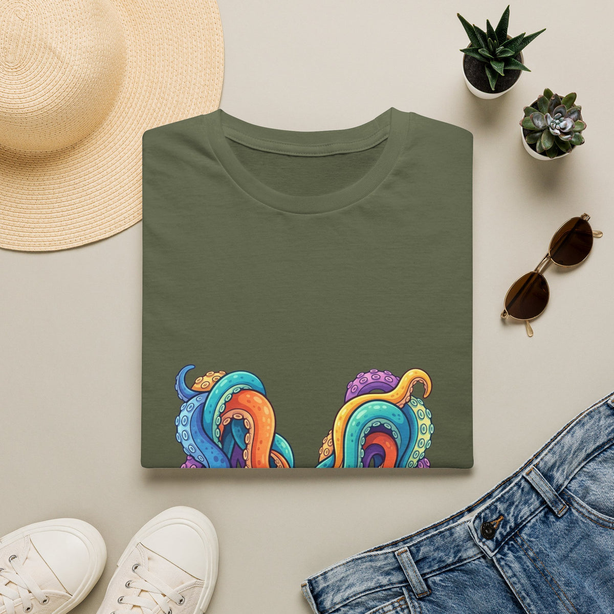 Squid Tentacles Graphic T-Shirt — Colourful Marine Illustration Tee