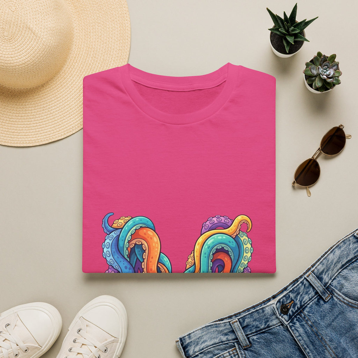 Squid Tentacles Graphic T-Shirt — Colourful Marine Illustration Tee