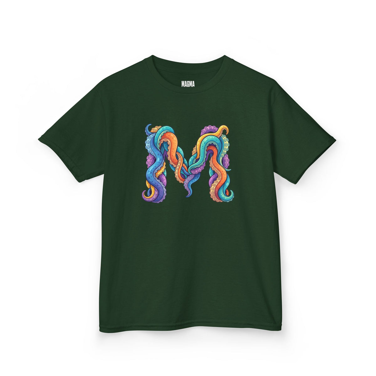 Kids 'M' Colourful Squid Tentacle Tee — Magma Squid Logo Kids T‑Shirt