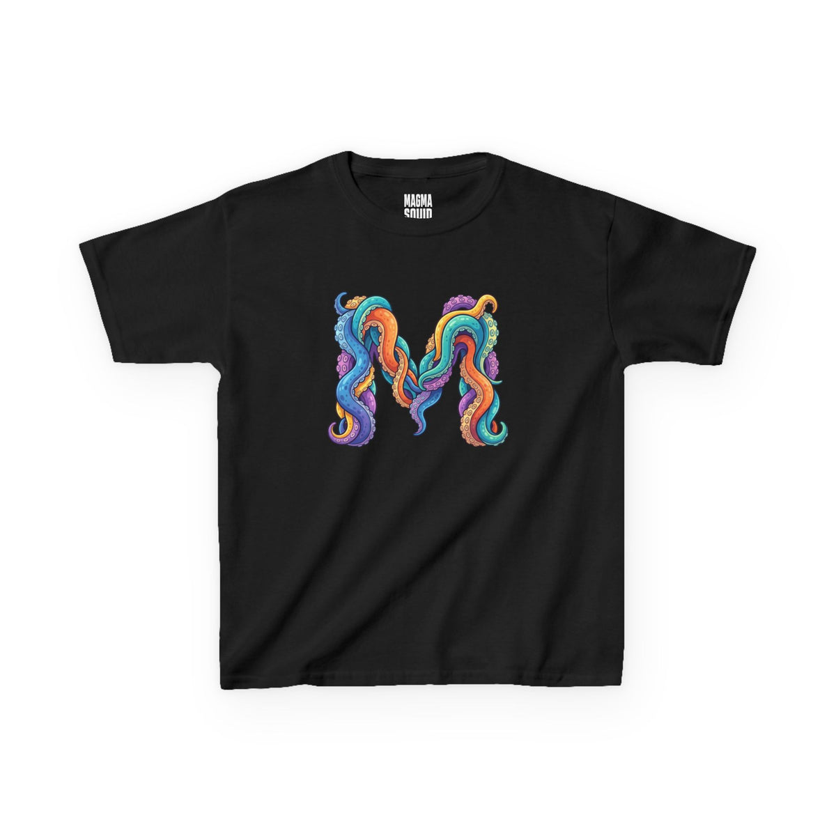 Kids 'M' Colourful Squid Tentacle Tee — Magma Squid Logo Kids T‑Shirt