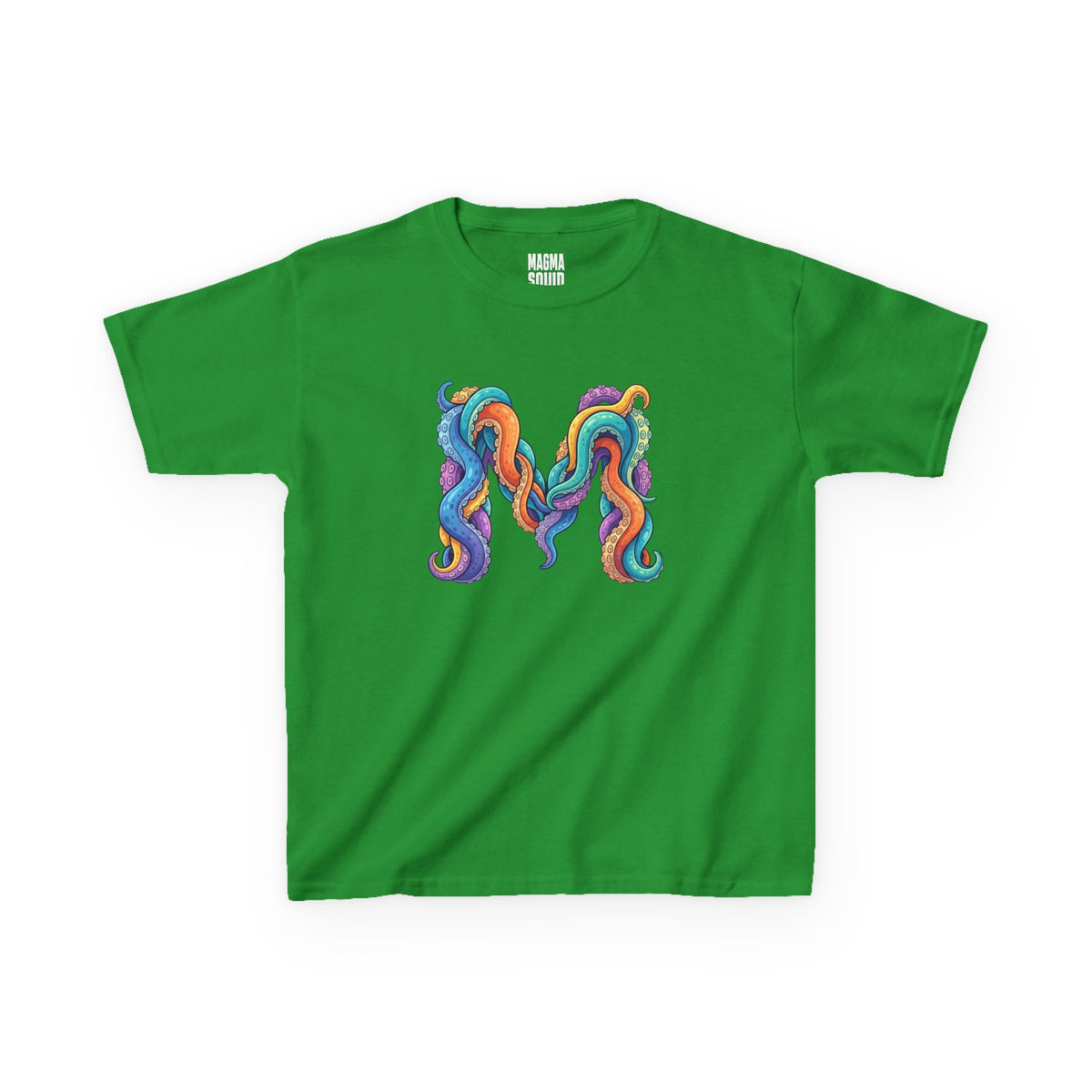 Kids 'M' Colourful Squid Tentacle Tee — Magma Squid Logo Kids T‑Shirt