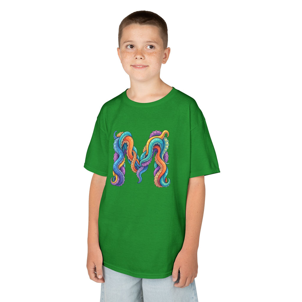 Kids 'M' Colourful Squid Tentacle Tee — Magma Squid Logo Kids T‑Shirt