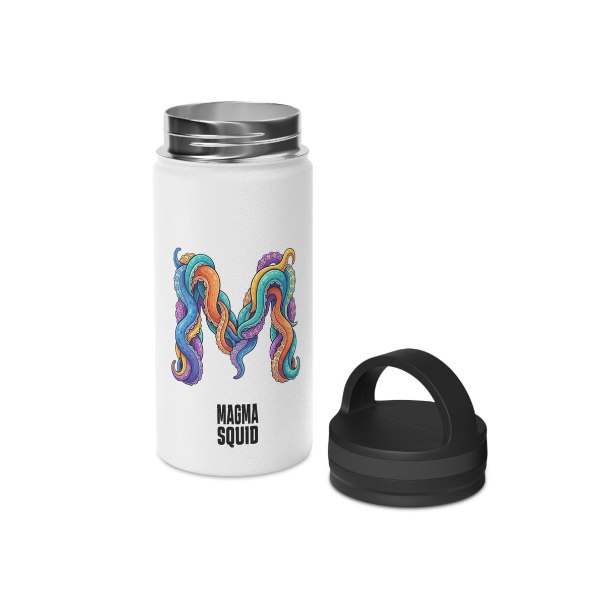 Magma Squid Stainless Steel Water Bottle — Colourful Tentacle M Logo, Handle Lid