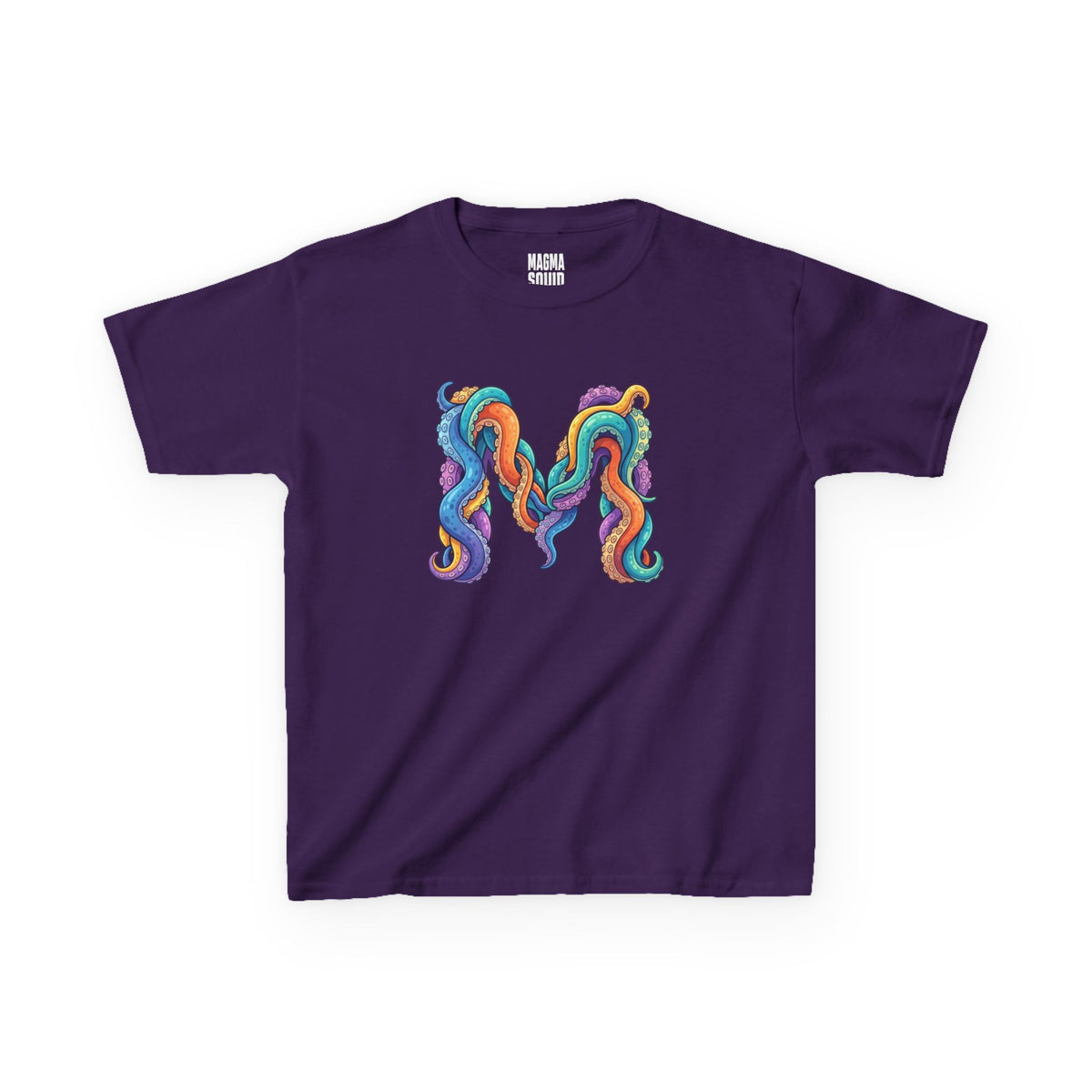 Kids 'M' Colourful Squid Tentacle Tee — Magma Squid Logo Kids T‑Shirt