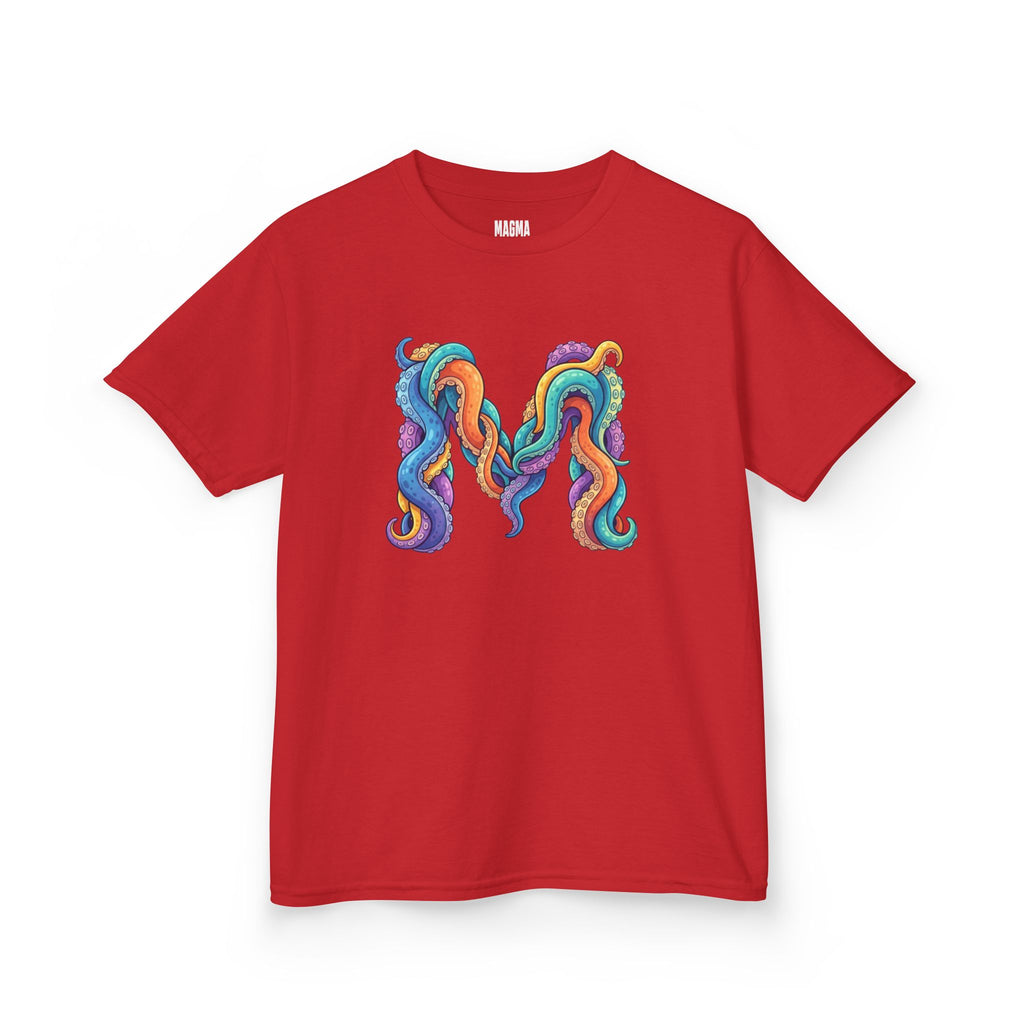 Kids 'M' Colourful Squid Tentacle Tee — Magma Squid Logo Kids T‑Shirt