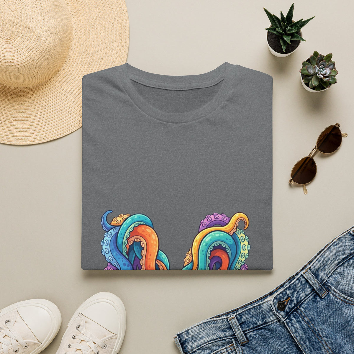 Squid Tentacles Graphic T-Shirt — Colourful Marine Illustration Tee