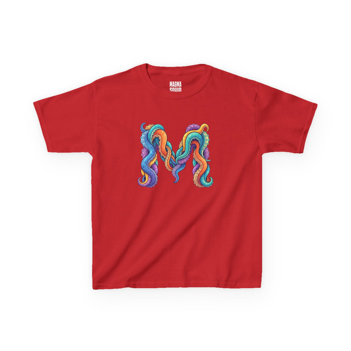 Kids 'M' Colourful Squid Tentacle Tee — Magma Squid Logo Kids T‑Shirt