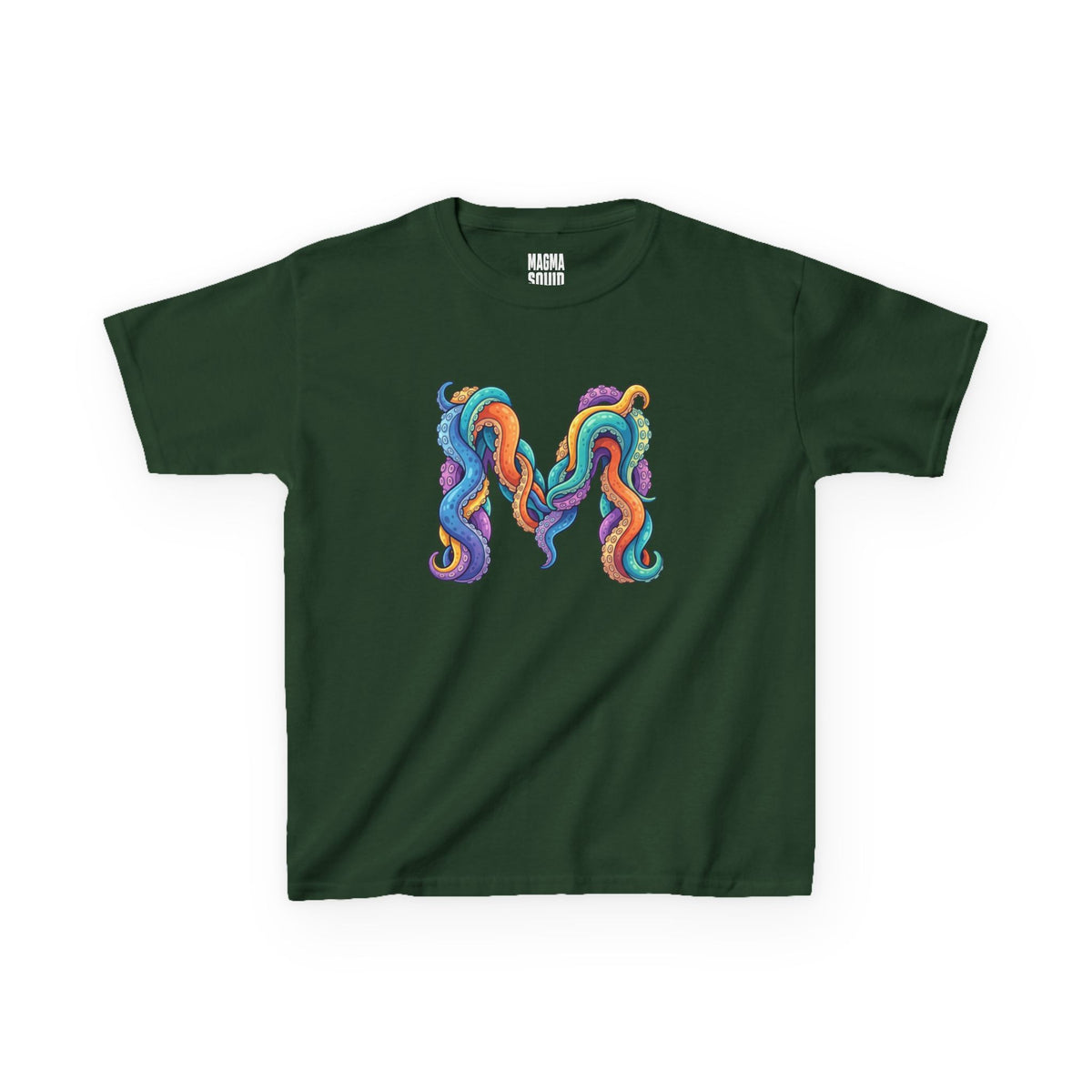 Kids 'M' Colourful Squid Tentacle Tee — Magma Squid Logo Kids T‑Shirt