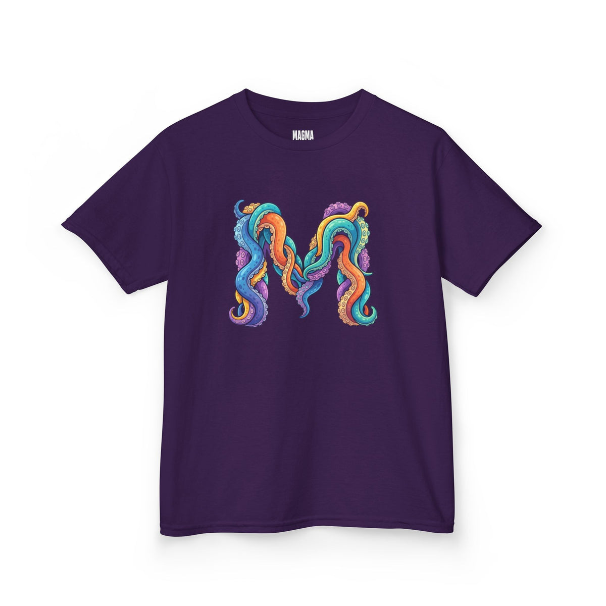 Kids 'M' Colourful Squid Tentacle Tee — Magma Squid Logo Kids T‑Shirt