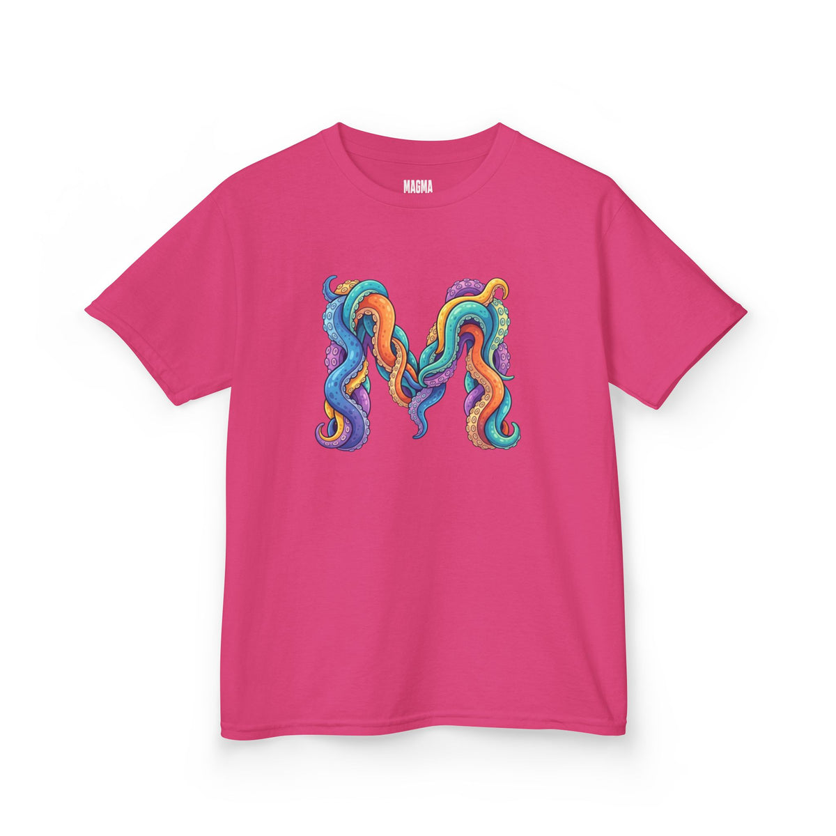 Kids 'M' Colourful Squid Tentacle Tee — Magma Squid Logo Kids T‑Shirt