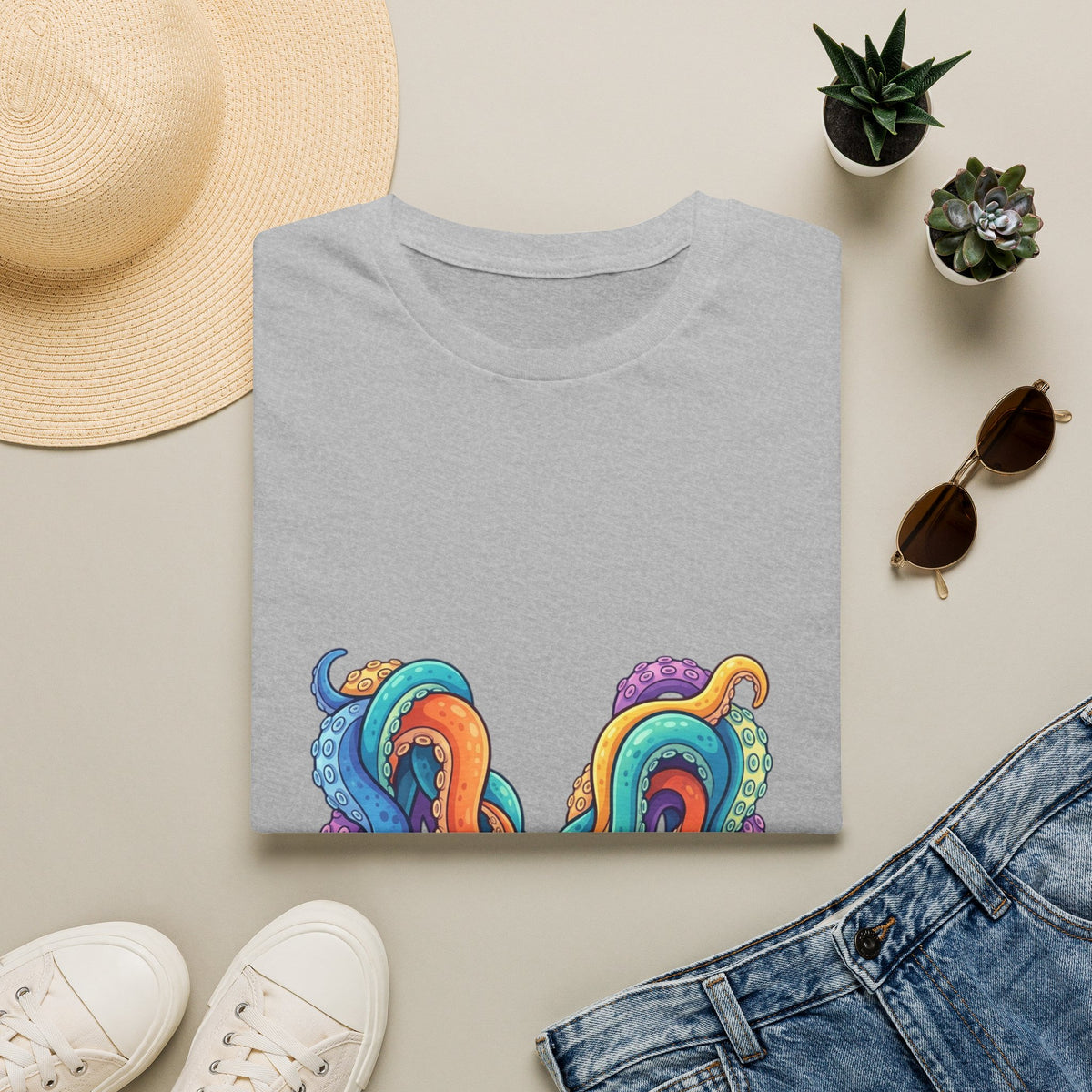 Squid Tentacles Graphic T-Shirt — Colourful Marine Illustration Tee