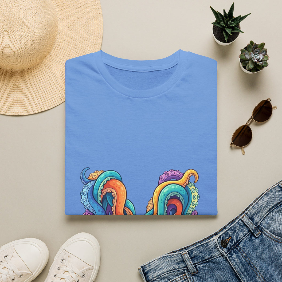 Squid Tentacles Graphic T-Shirt — Colourful Marine Illustration Tee
