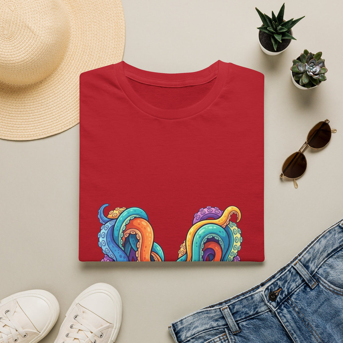 Squid Tentacles Graphic T-Shirt — Colourful Marine Illustration Tee
