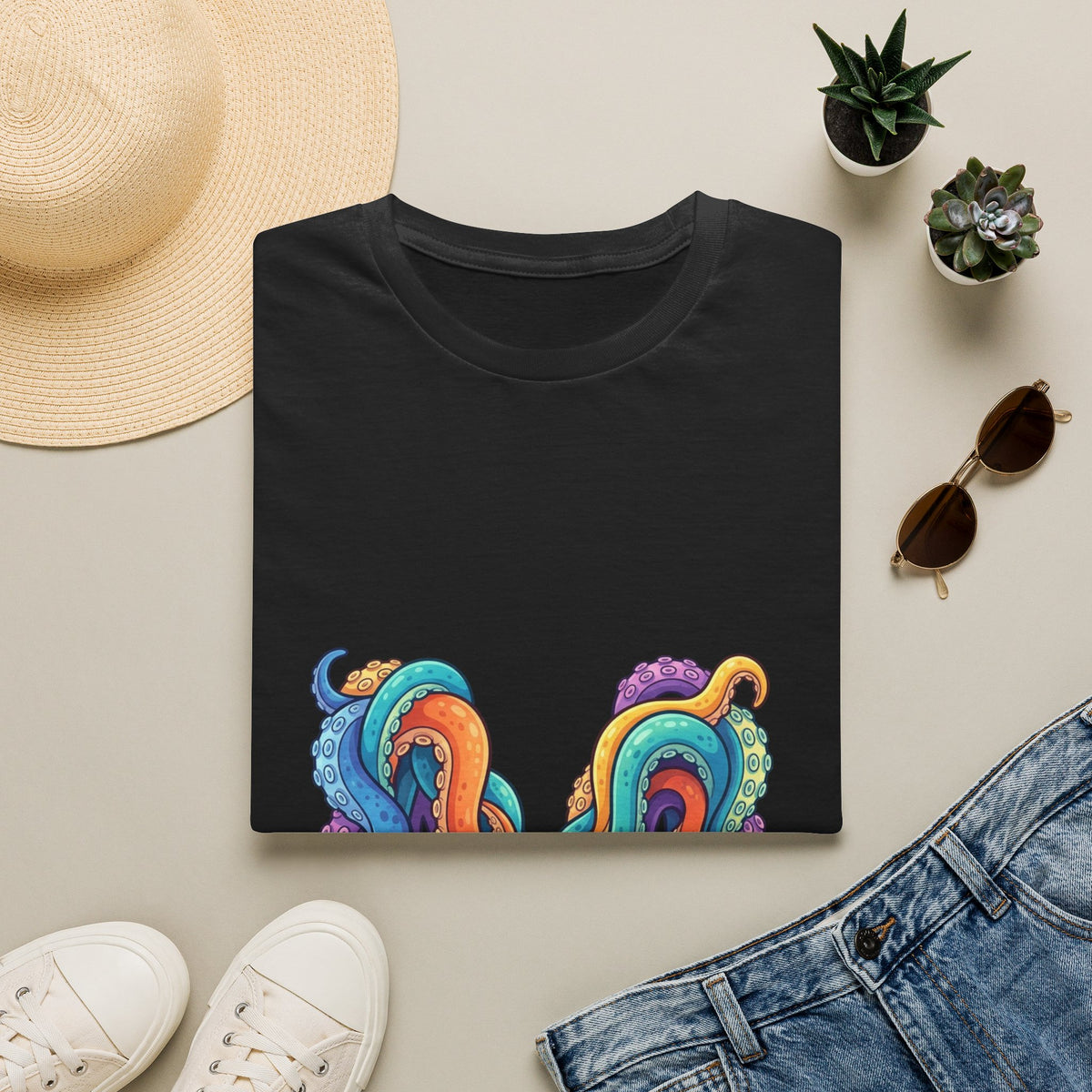 Squid Tentacles Graphic T-Shirt — Colourful Marine Illustration Tee