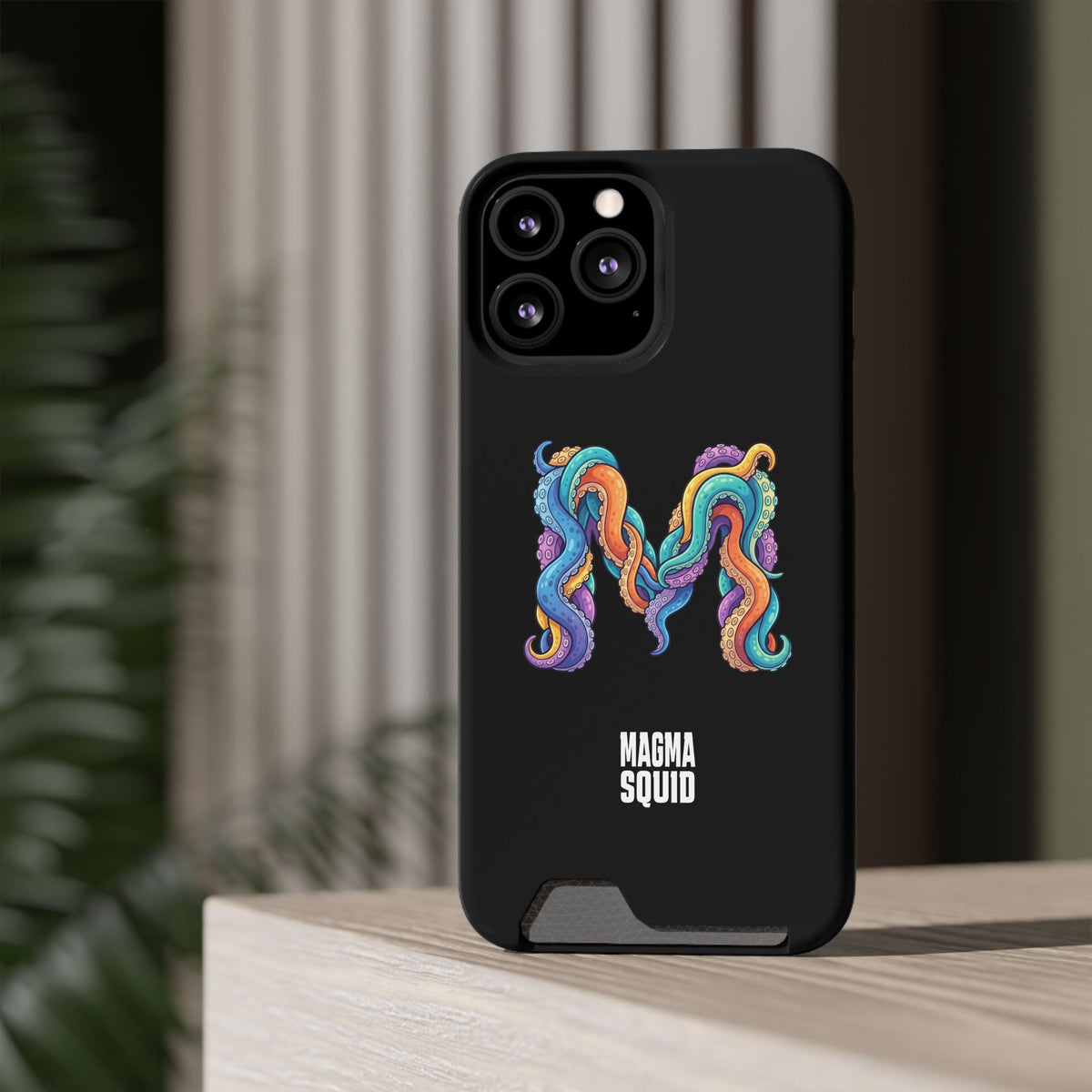 Magma Squid Card-Holder Phone Case — Colourful Squid Tentacle Design