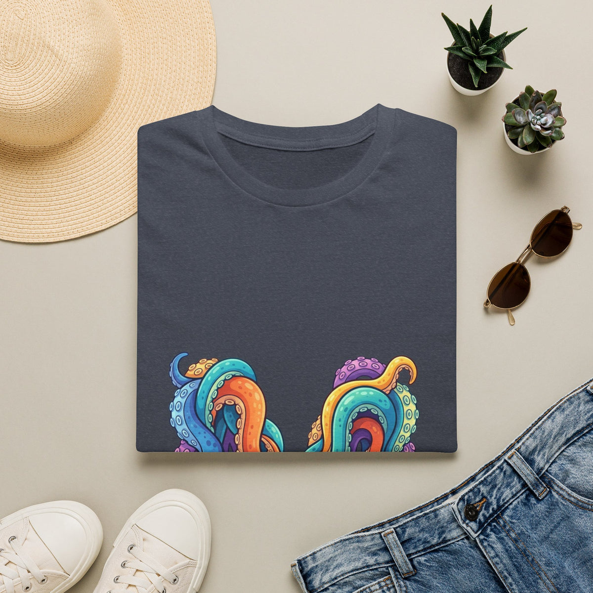 Squid Tentacles Graphic T-Shirt — Colourful Marine Illustration Tee